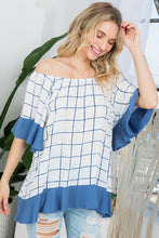 Load image into Gallery viewer, Plaid Ruffle Peasant Top XL/2XL/3XL  USA 🇺🇸
