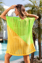 Load image into Gallery viewer, Color Block V-Neck Beach Cover Up
