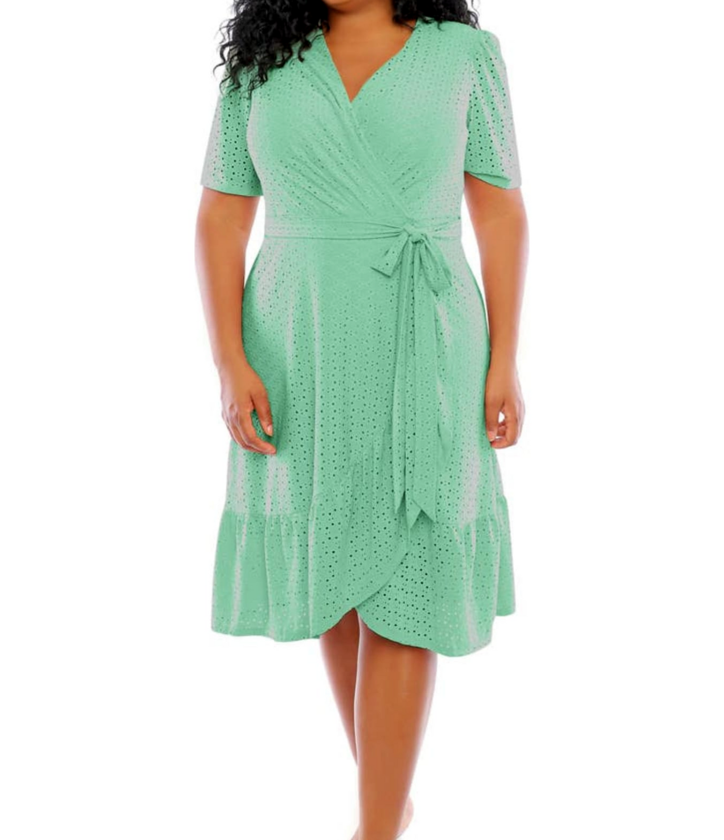 London Times Short Sleeve Faux Wrap Midi Dress LAST ONE! SIZE LG/16