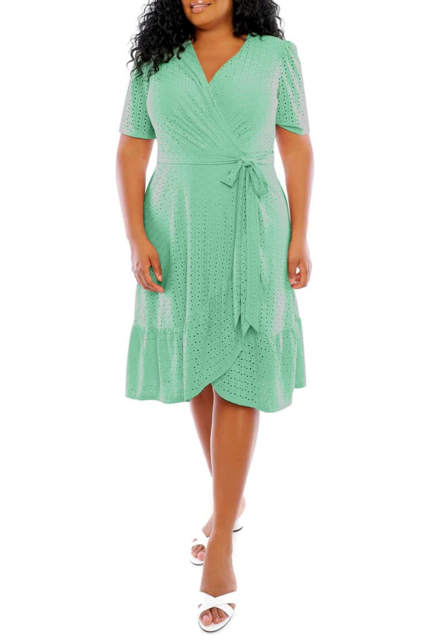 London Times Short Sleeve Faux Wrap Midi Dress LAST ONE! SIZE LG/16