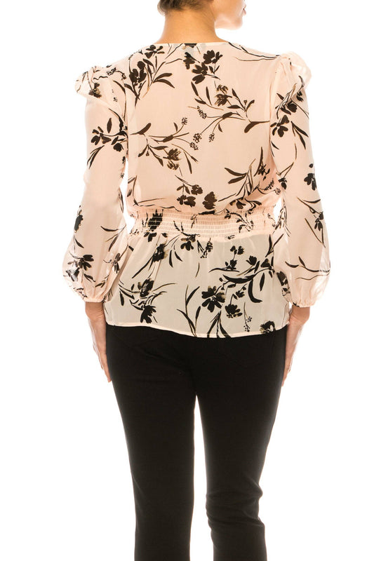 Zac & Rachel Long Sleeve Smocked Waist Top LAST ONE! Size XL