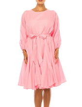 Load image into Gallery viewer, Vivid Apparel, Pink Belted Godet Knee-Length Day Dress
