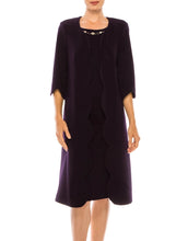 Load image into Gallery viewer, Maya Brooke 2Pc Jacket &amp; Dress, Jeweled Neckline, Dark Purple or Navy
