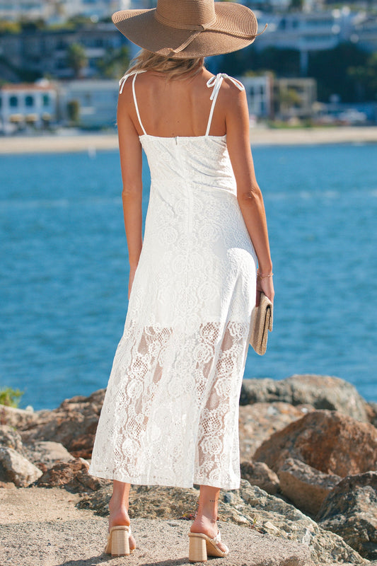 LAST ONES Maxine White Lace Overlay Long Summer Day Dress