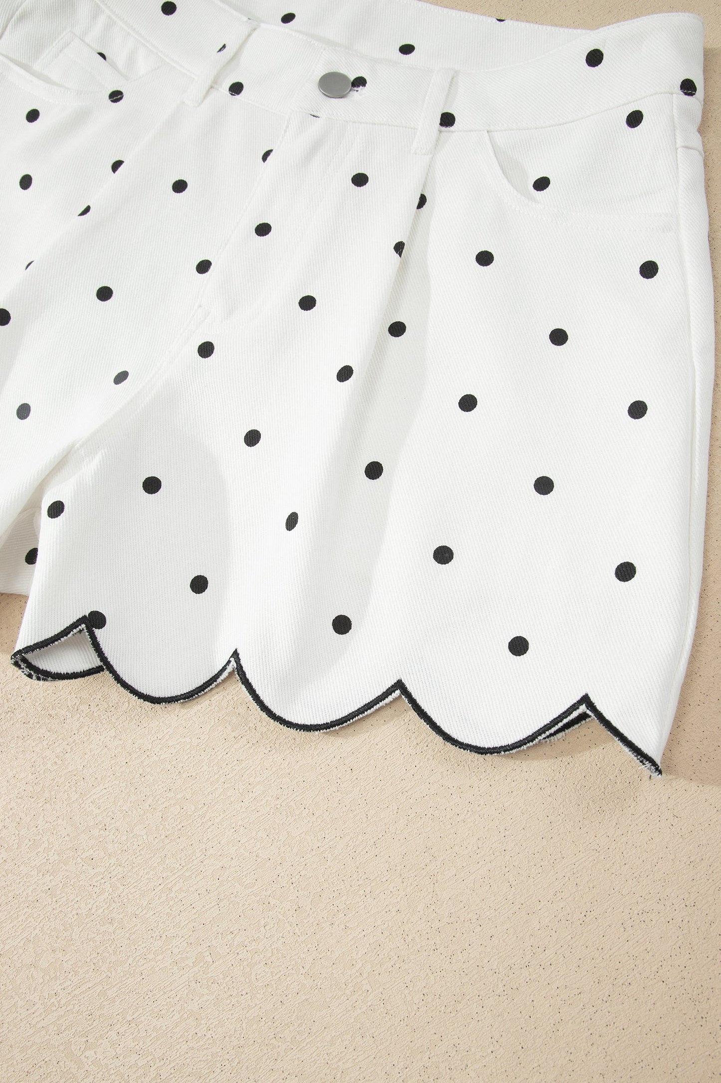 100% Cotton,  Embroidered Scallop Hem Shorts, LAST ONES