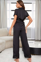 Load image into Gallery viewer, Loungewear Surplice Neck Top &amp; Lacey Pants Women&#39;s Evening Attire Lounging Apparel
