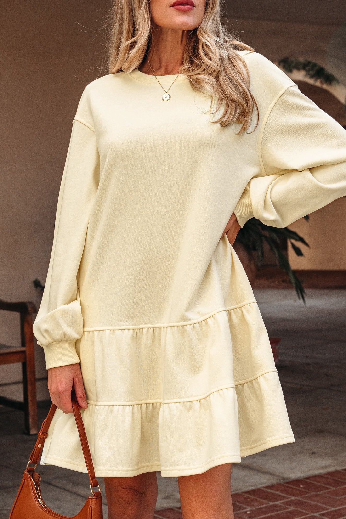 Last Ones! Ruffled Hem Loose Mini Dress