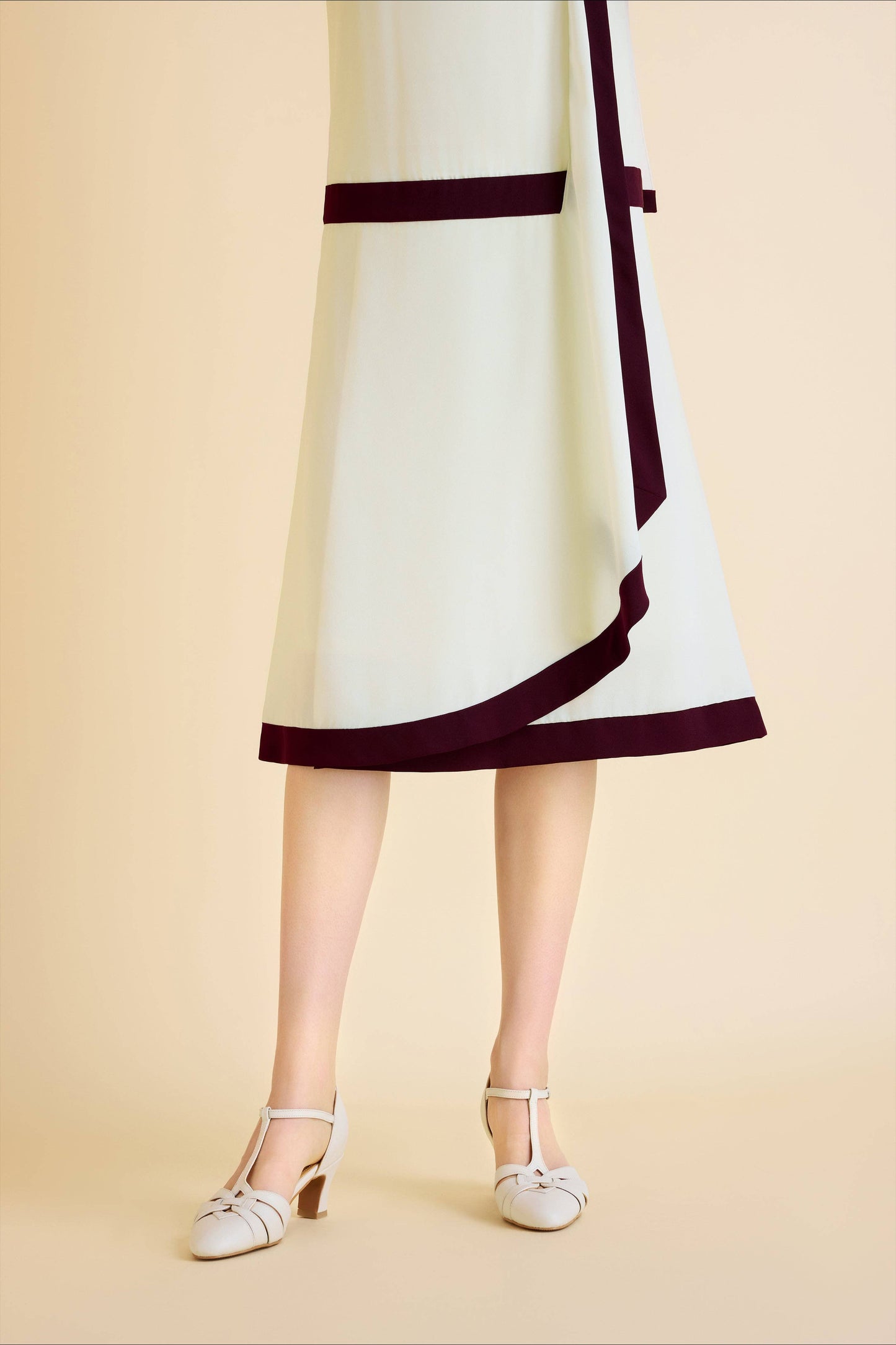 LAST ONES! MEDIUM SIZES 8 & 10 REMAIN, Downton Abbey Replica! Cascading Ruffle, Premium Gatsby ColorBlock Day Dress Women's Classic Attire