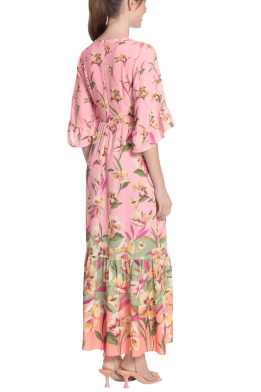 LAST ONE! SIZE LG/16 REMAINS  London Times 3/4 Sleeve Floral Print Maxi Dress