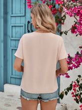 Load image into Gallery viewer, Hanny Apparel Tied V-Neck Short Sleeve Blouse
