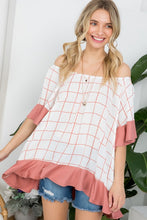 Load image into Gallery viewer, Plaid Ruffle Peasant Top XL/2XL/3XL  USA 🇺🇸
