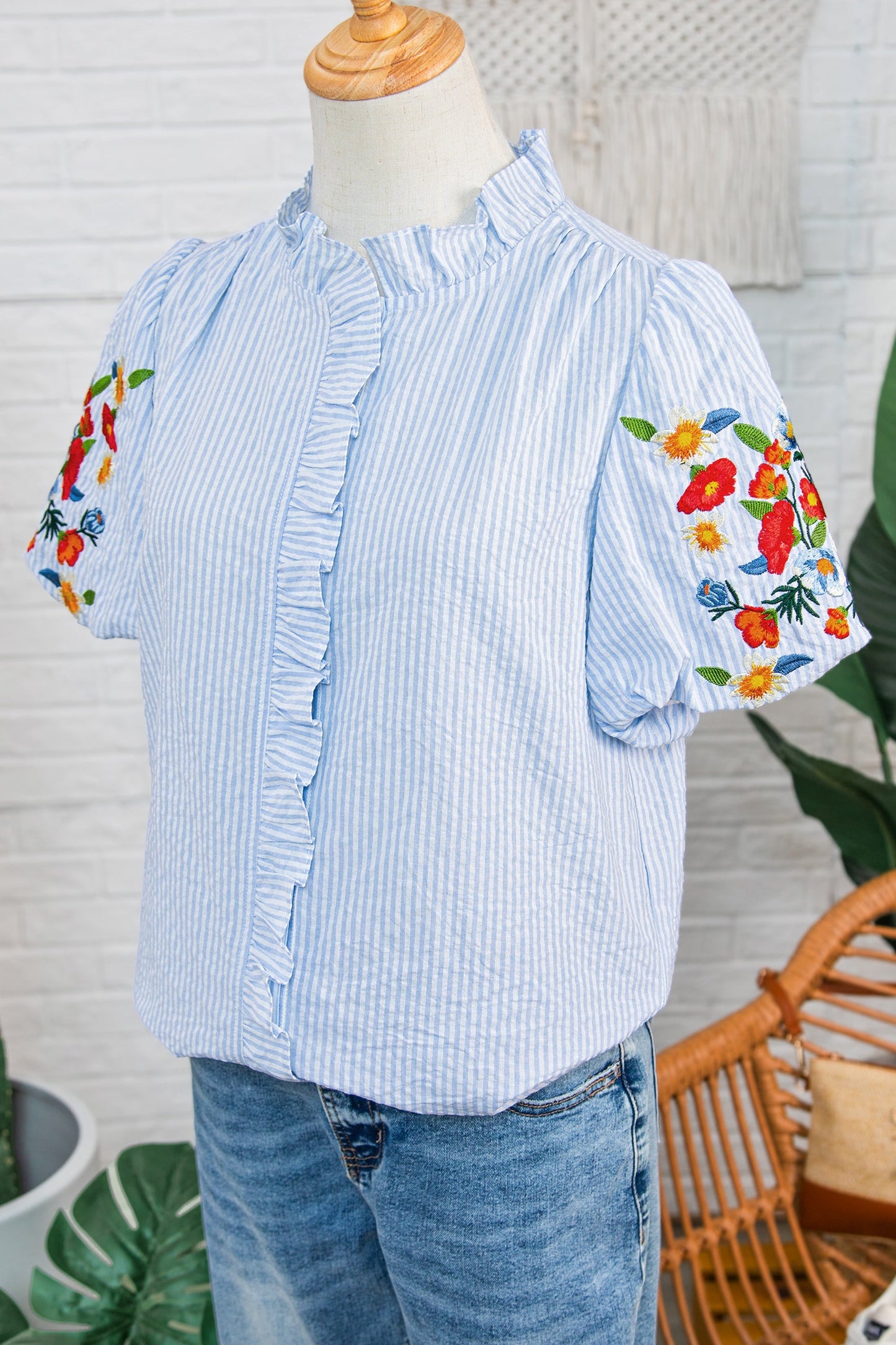 LAST ONES Threaded Pear's, Ruthie Sleeve Ruffle Trim Shirt