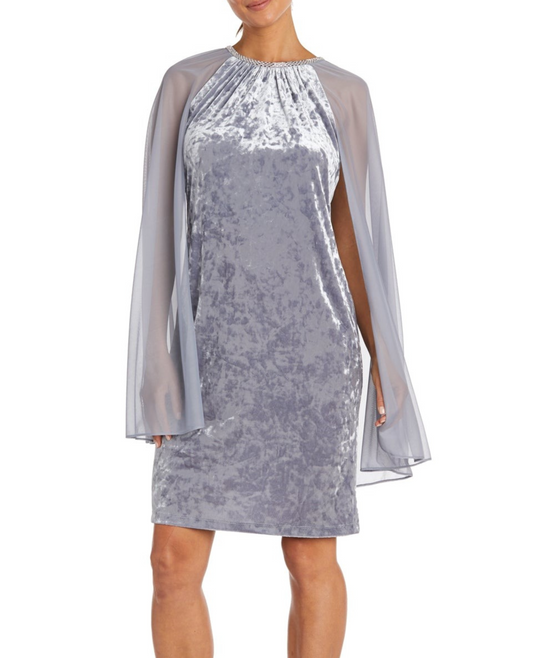 LAST ONE! SIZE LG/14 - RM Richards Velvet Embellished Evening Cape Dress