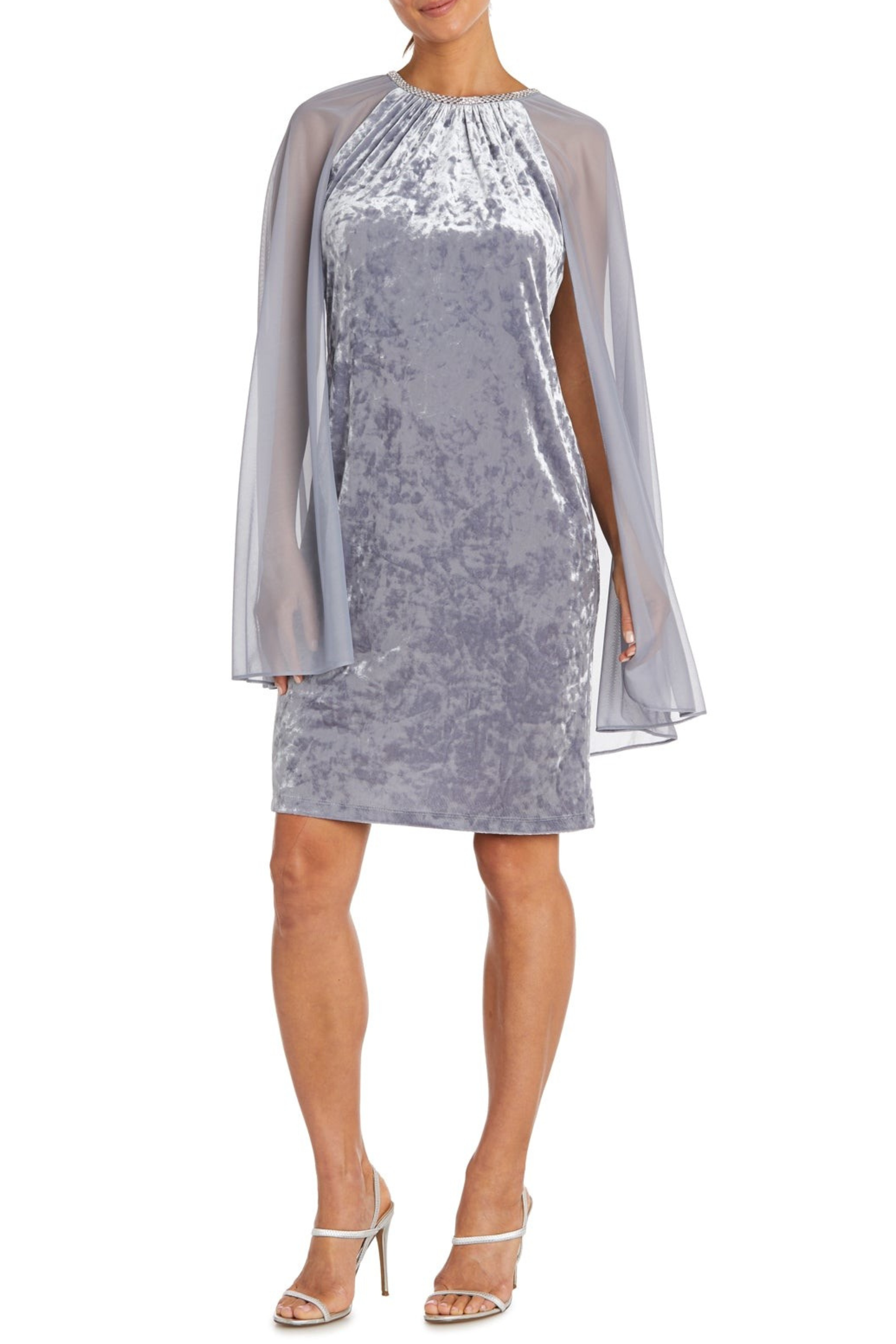 LAST ONE! SIZE LG/14 - RM Richards Velvet Embellished Evening Cape Dress