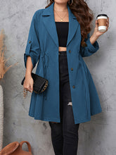 Load image into Gallery viewer, Hanny Apparel Plus Size Drawstring Wind-Breaker Trench Coat Women&#39;s Spring &amp; Fall Attire
