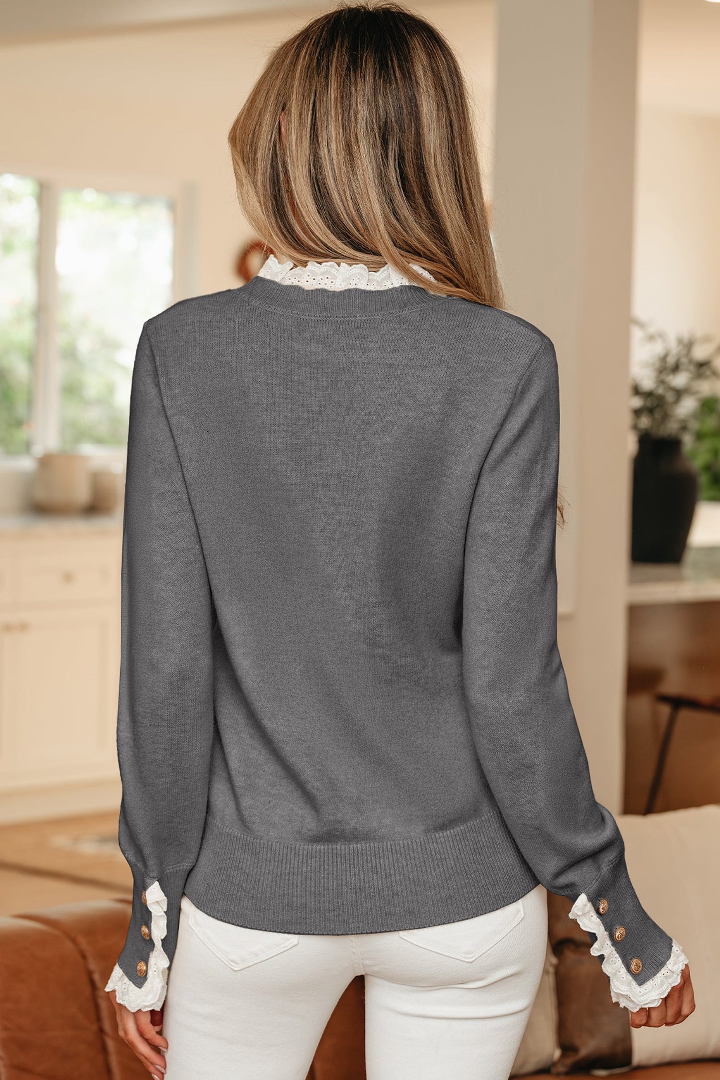 LAST ONES Threaded Pear's Katelyn Patchwork Cuffs Loose Sweater