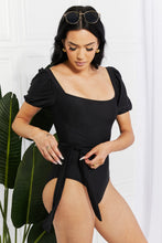Load image into Gallery viewer, A Marina West Swim Salty Air Puff Sleeve One-Piece in Black
