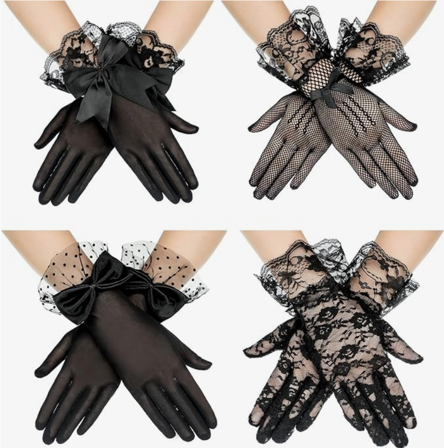 LAST ONES, ON SALE, Floral Lace Gloves - ONLY Black FISHNET REMAINING- See Style Choices