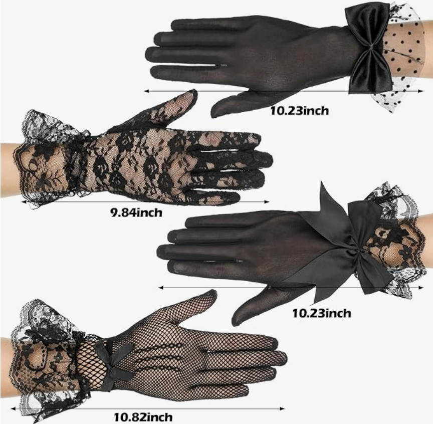 LAST ONES, ON SALE, Floral Lace Gloves - ONLY Black FISHNET REMAINING- See Style Choices