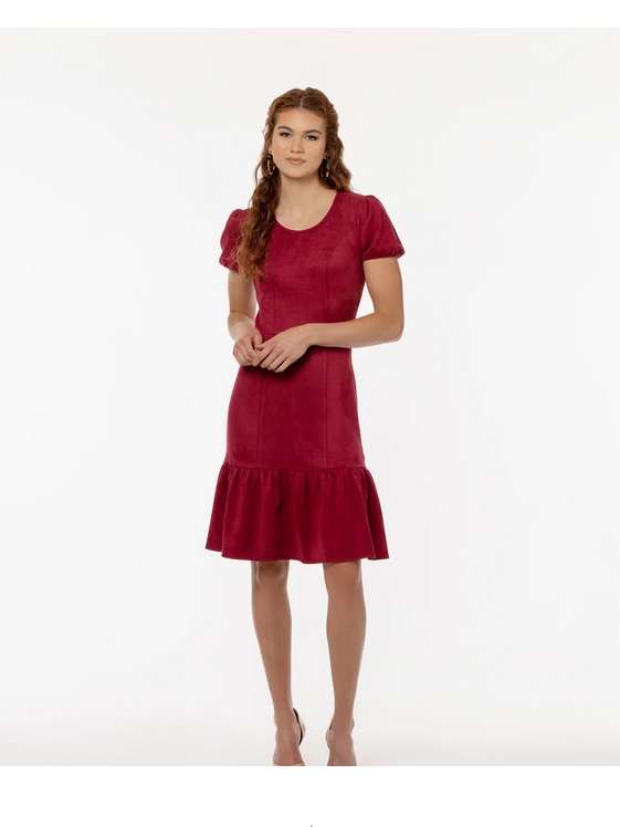 Berry Red Maggy Suede Day Dress