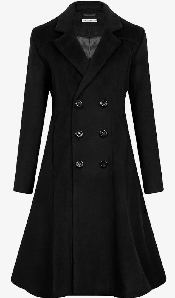 Returning Favorite! LG IN BLACK ONLY,  Double Breasted Merino Wool Pea Coat Women's Winter Coat