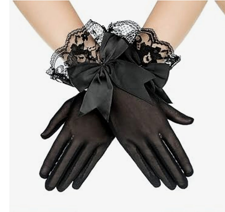 LAST ONES, ON SALE, Floral Lace Gloves - ONLY Black FISHNET REMAINING- See Style Choices