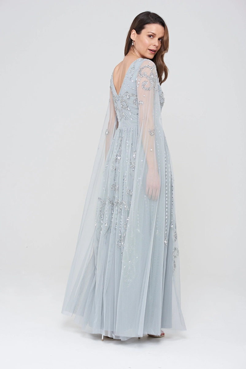 LAST ONES, Amelia Rose Henrietta Bejeweled Silver-Grey Formal Gown Only Sizes 2/4 & 4/6 Remaining! Women's Formals, Event Attire