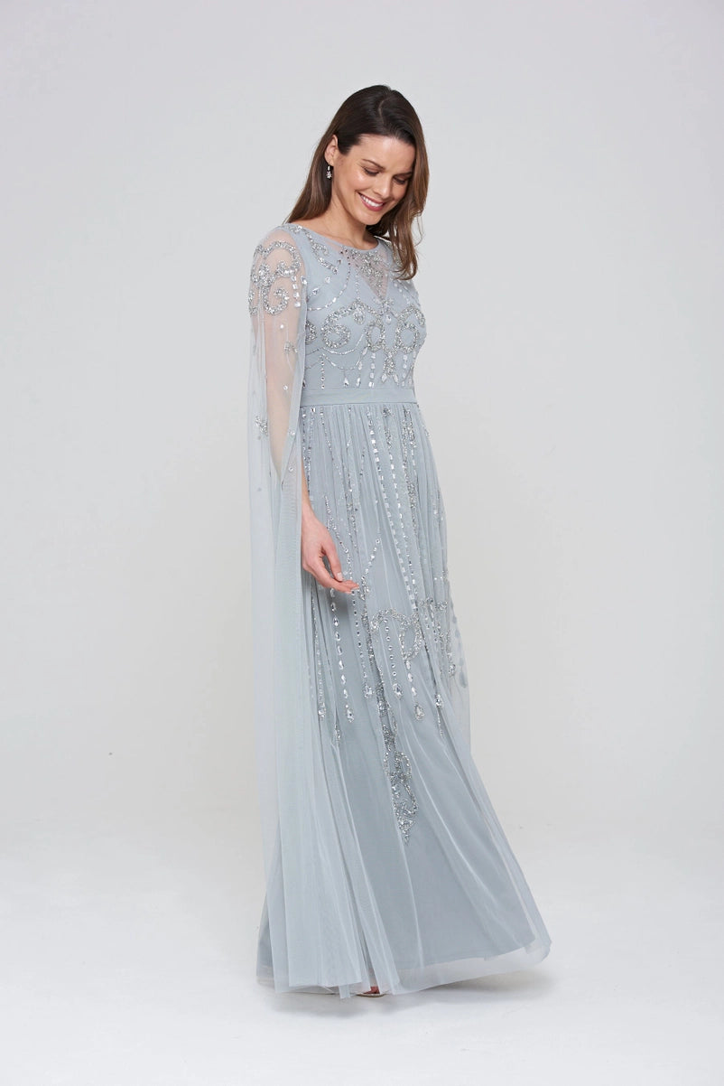 LAST ONES, Amelia Rose Henrietta Bejeweled Silver-Grey Formal Gown Only Sizes 2/4 & 4/6 Remaining! Women's Formals, Event Attire