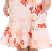 Load image into Gallery viewer, London Times Ivory-Peach Floral Twist Waist Day Dress
