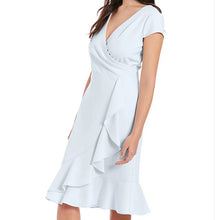 Load image into Gallery viewer, London Times Light Blue Ruffled Day Dress [SM/MED/LG(14&amp;16)] Sizes Women&#39;s Casual &amp; Office, Daytime Apparel
