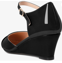 Load image into Gallery viewer, Black or White Mary Jane Wedges Sizes 7/7.5/8 Black or White
