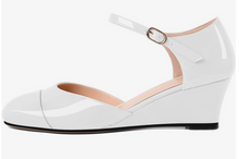 Load image into Gallery viewer, Black or White Mary Jane Wedges Sizes 7/7.5/8 Black or White
