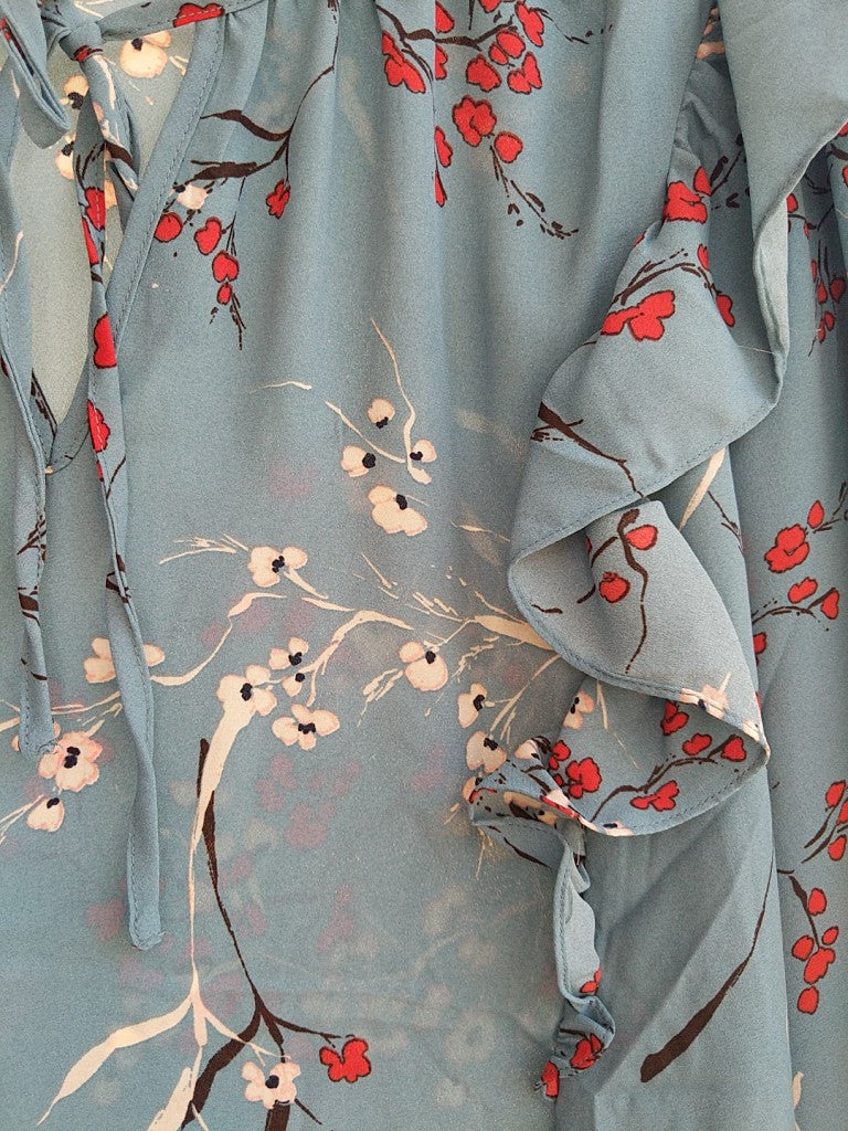 Hope & Harlow Ruffled Long Sleeve Printed Top ONLY SIZE XL - LAST ONE!