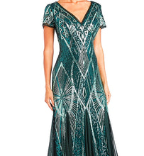 Load image into Gallery viewer, RM Richards Emerald Sequin Godet, ONLY Size 12 Remaining, Women&#39;s Formals, Coctail Attire, Party Apparel
