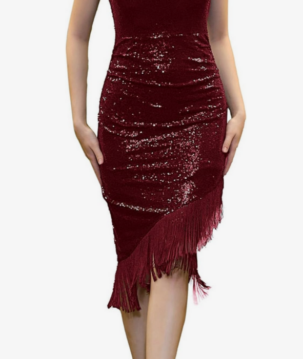 LAST ONES, Wine Red Flapper Cocktail Dress, SM/MED/LG Available, Women's Party Apparel