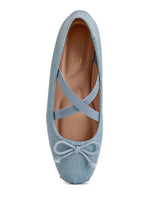 Load image into Gallery viewer, Arimer Denim Criss Cross Ballet Flats {Only Whole Sizes}
