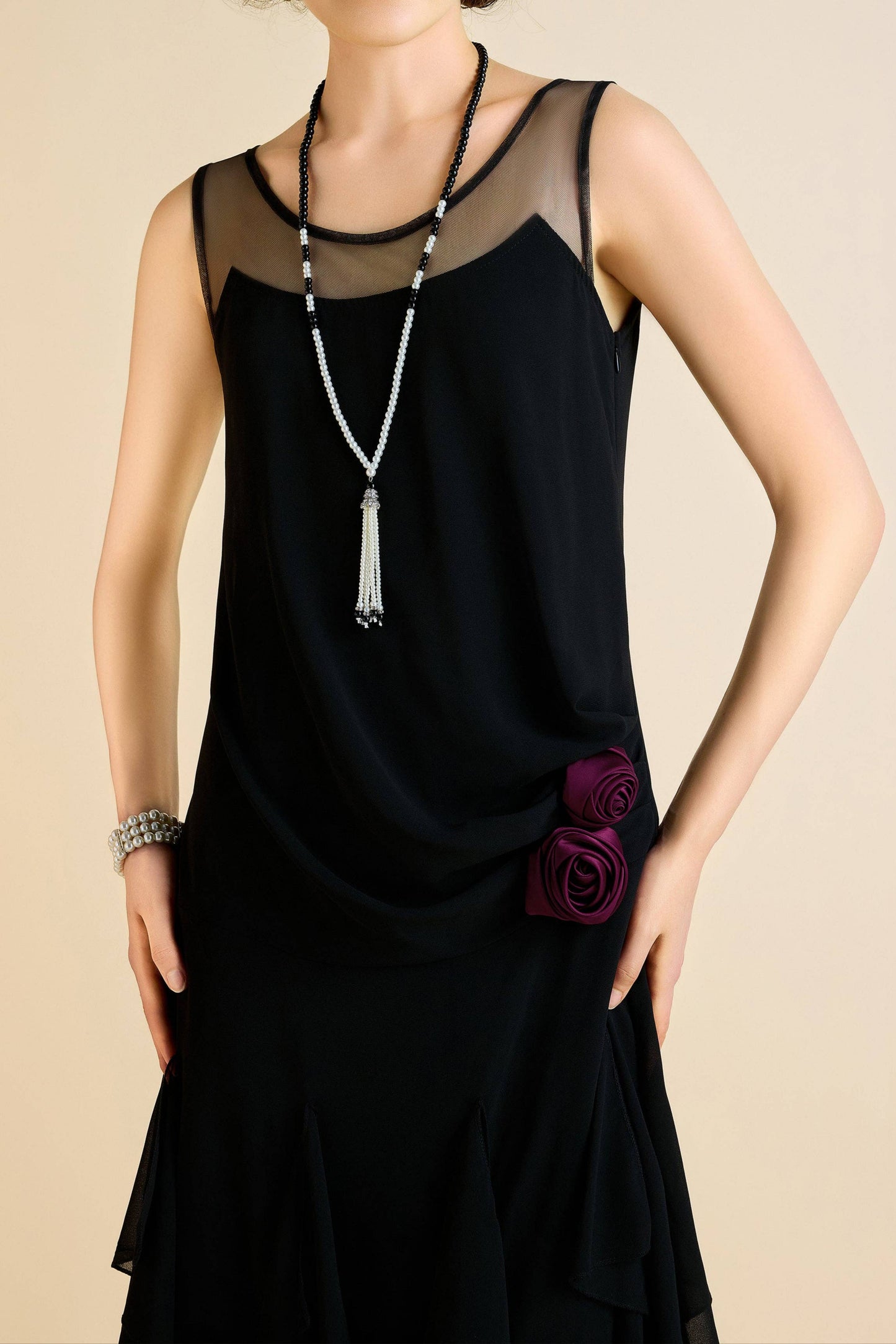 LAST ONES! Charming Black Gatsby Floral & Ruffled, Day Dress Sizes 6 & 10 Still Available!