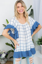 Load image into Gallery viewer, Plaid Ruffle Peasant Top XL/2XL/3XL  USA 🇺🇸
