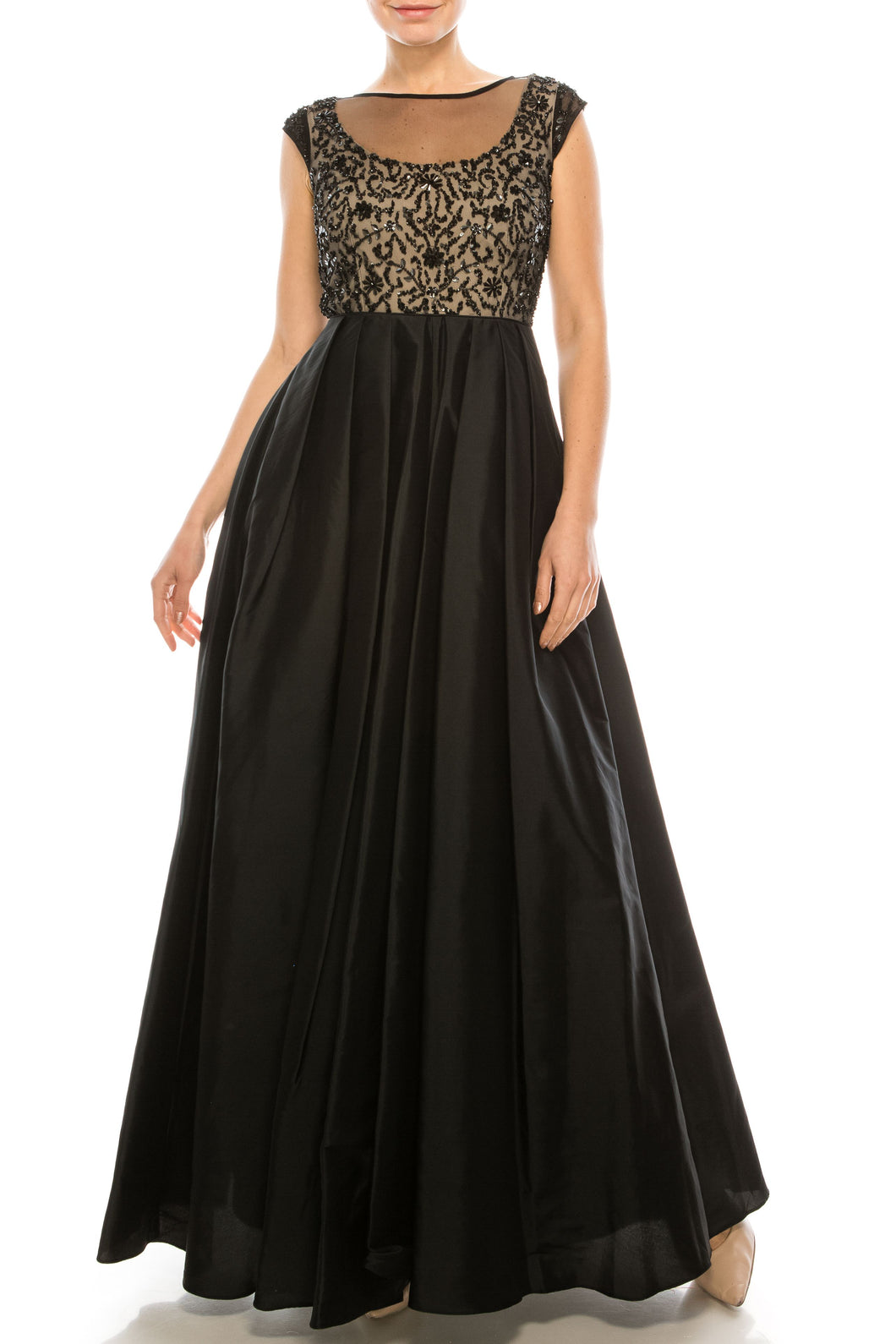 Aidan Mattox Black on Nude Taffeta Formal Gown, Sizes 6 & 12 Women's Apparel Party Attire