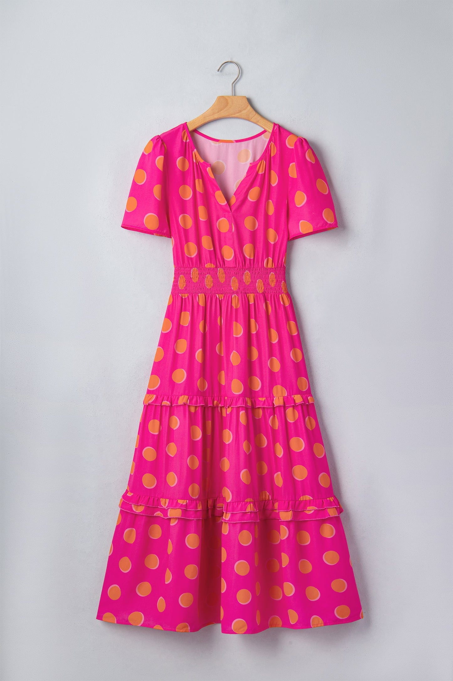 Dotted Rose, High Waist Midi Dress
