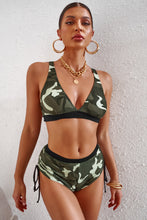 Load image into Gallery viewer, LAST ONE&lt; Only Size SM Remaining - Patriette Camouflage Crisscross Bikini Set, Women&#39;s Beach Attire, Summer Apparel
