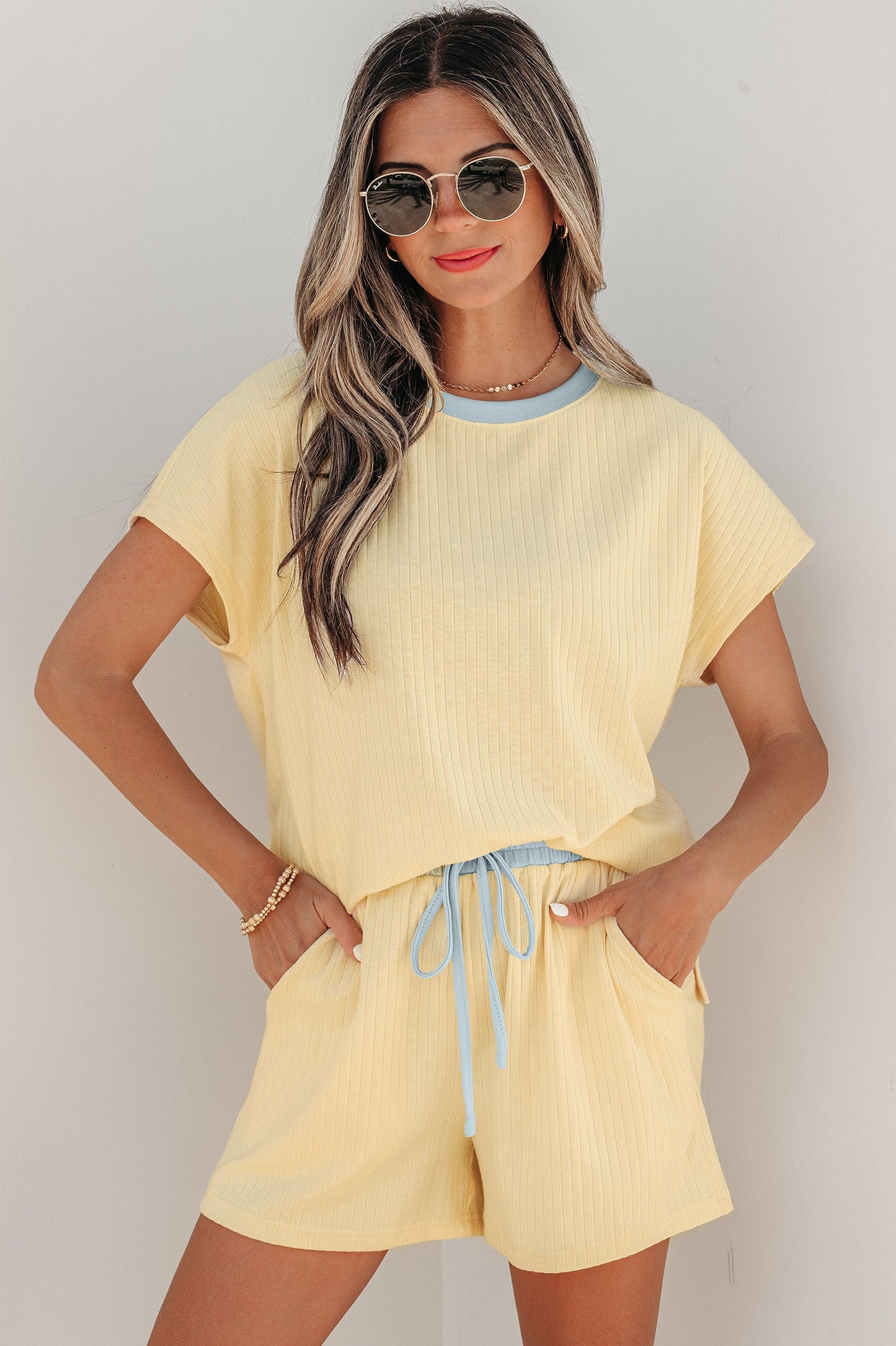 2PC Sunny Trim Casual Short Set LAST ONES