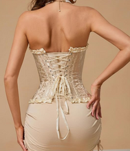 Load image into Gallery viewer, Over-Bust Corset, Beige/Yellow/White Women&#39;s Intimates, Bridal, Gatsby, Gifts
