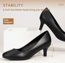 Load image into Gallery viewer, Comfort Classic BLack 2&quot; Kitten Heel Pumps Women&#39;s Office, Dress Shoes
