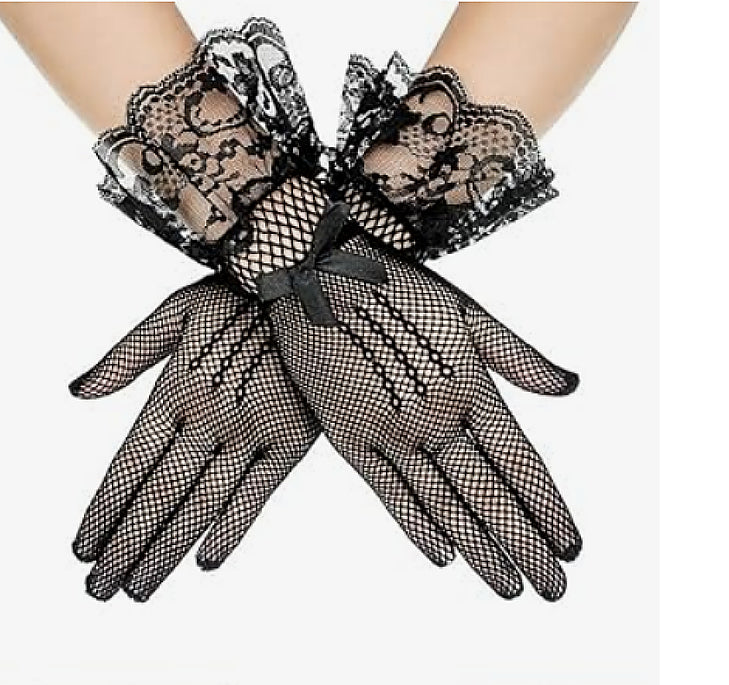 LAST ONES, ON SALE, Floral Lace Gloves - ONLY Black FISHNET REMAINING- See Style Choices