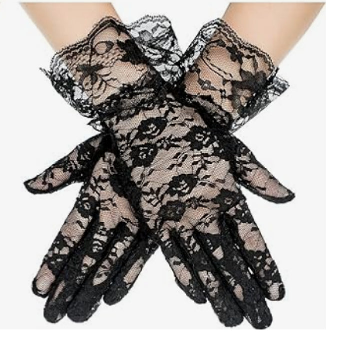 LAST ONES, ON SALE, Floral Lace Gloves - ONLY Black FISHNET REMAINING- See Style Choices