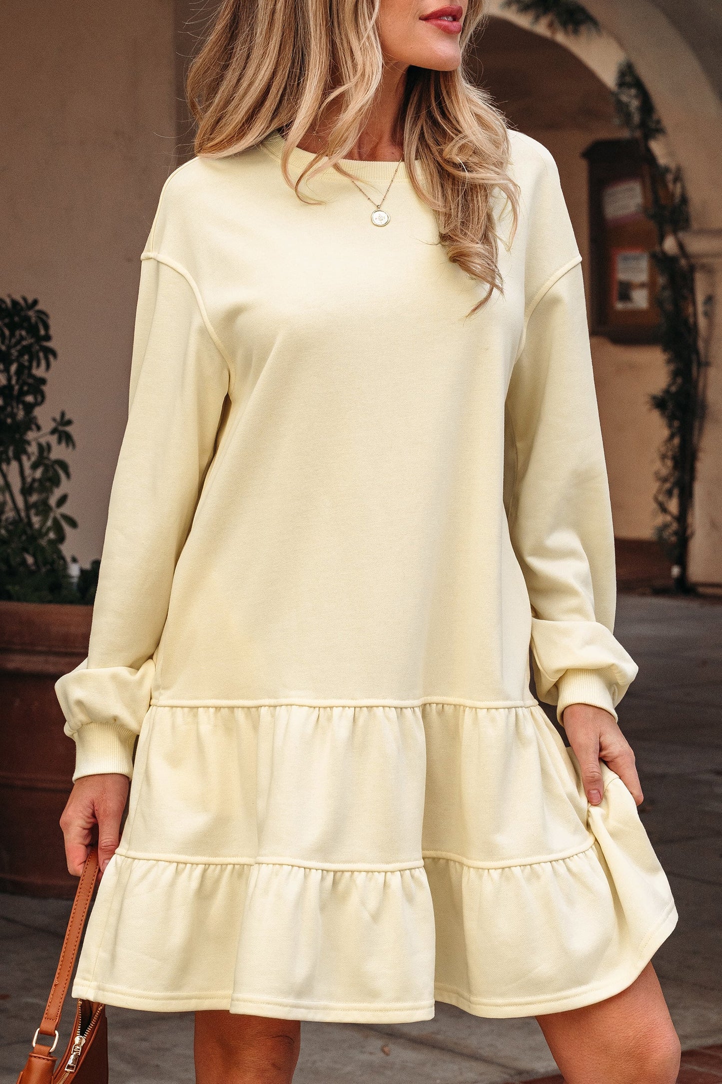 Last Ones! Ruffled Hem Loose Mini Dress