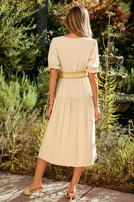 Classic Design, Short Sleeve Midi Dress
