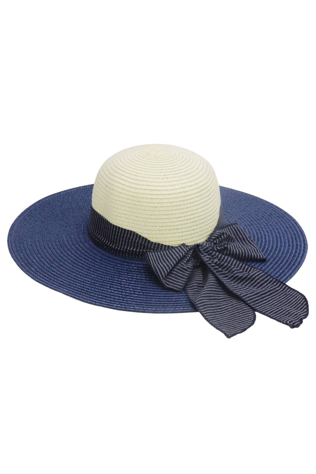Two-Tone Summer Hat w/Bow, See Both Colors!