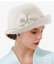 Load image into Gallery viewer, Off-White 100% Wool Bucket Cloche Bowler
